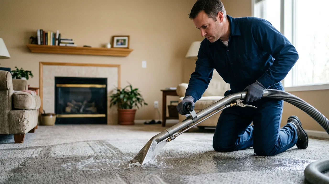 Water damage restoration technician working near Pen Argyl, PA